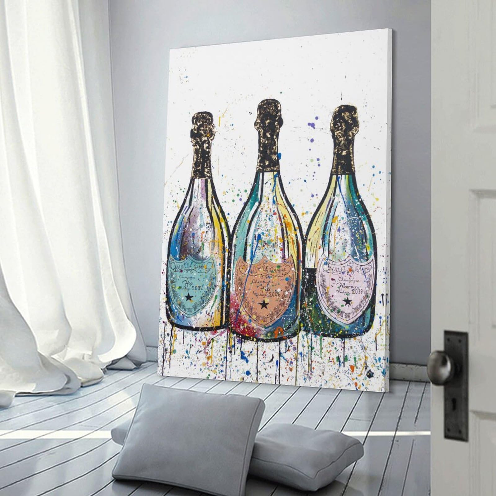 Amazon.co.jp: シャンパンボトル 絵画抽象的なカラーアートポスター